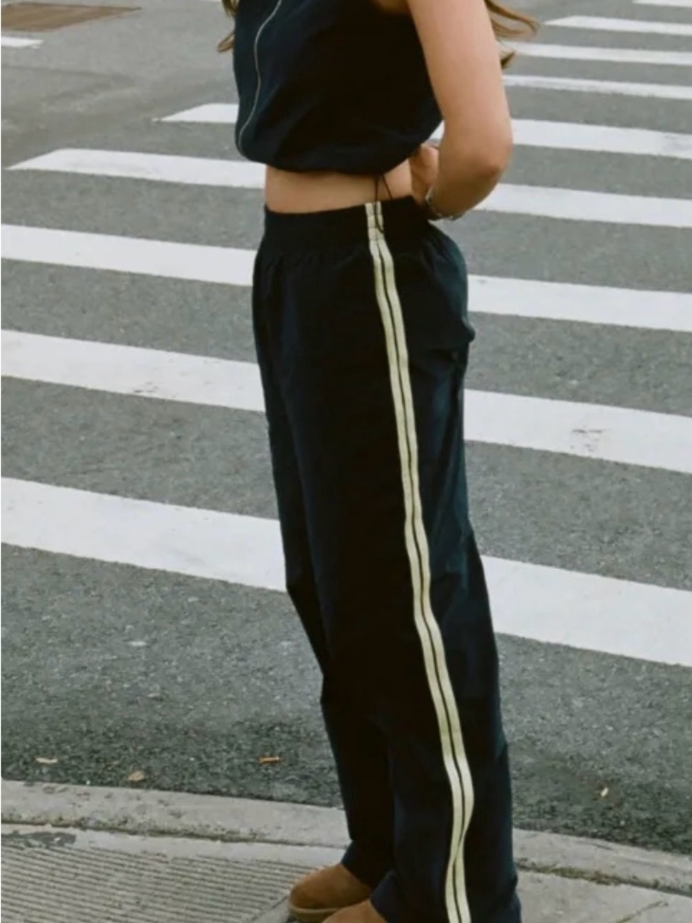 With Jean Yasmine navy track pants